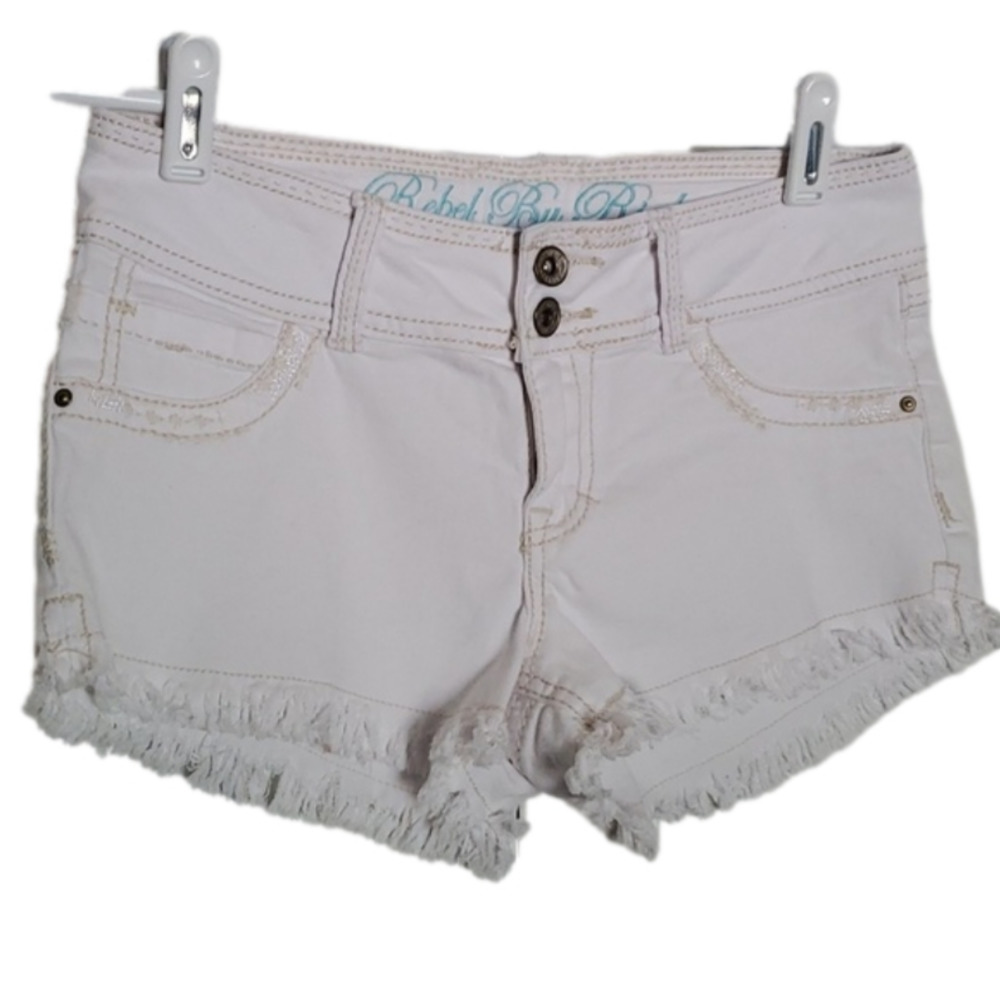 Rebel By Right Women's White Fringe Hem Shorts Size 5